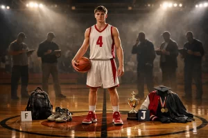 High school basketball recruiting timeline showing key development milestones from freshman to senior year