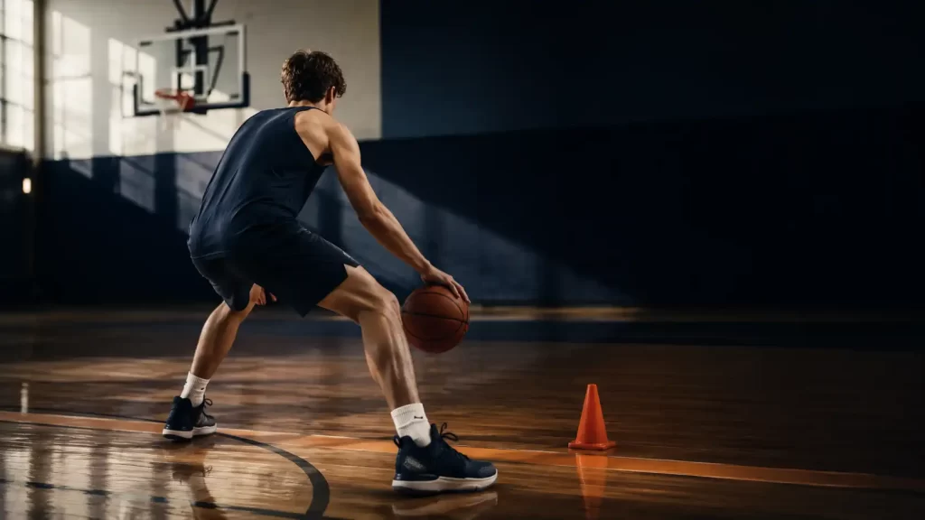 High school basketball player training fundamentals, illustrating the development model behind the NBA's record international talent